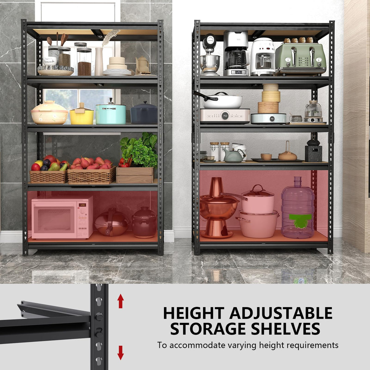 ZEUKMXOO Heavy Duty Garage Shelving,5-Tier Garage Storage Shelves,2400LBS Storage Shelves Heavy Duty,Adjustable 5 Tier Shelving Unit,Heavy Duty Shelving for Garage Storage Warehouse,28''×12''×60''