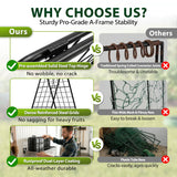 Heavy Duty 50"x17" Adjustable A-Frame Trellis for Climbing Plants Outdoor, Metal Rust-Proof Garden Trellis, Dense Grid Climbing Frame Trellis for Raised Beds, Cucumber, Tomatoes Outdoor (1 Pack)