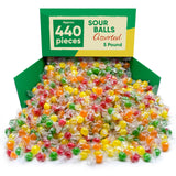 Assorted Sweet Hard Sour Candy Balls - 5 Pounds Approx 440 Pieces -Christmas Candy Bulk Candy Individually Wrapped - Ideal For Stocking Stuffers for Adults & Kids - Individually Wrapped Christmas Candy - Candy Bags Fruit Flavored Hard Candy