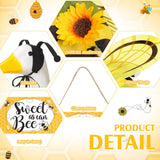Mindsoft 2 Pcs Summer Porch Goose Outfit with Welcome Wooden Sign with Wings for 23" Cement Plastic Goose Statue Outdoor Patio Yard Lawn Art Decoration(Bee)