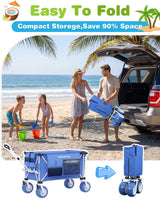 Holacamking 59"L Beach Wagon with 9×4" Big Sand Wheels, Expandable Tailgate