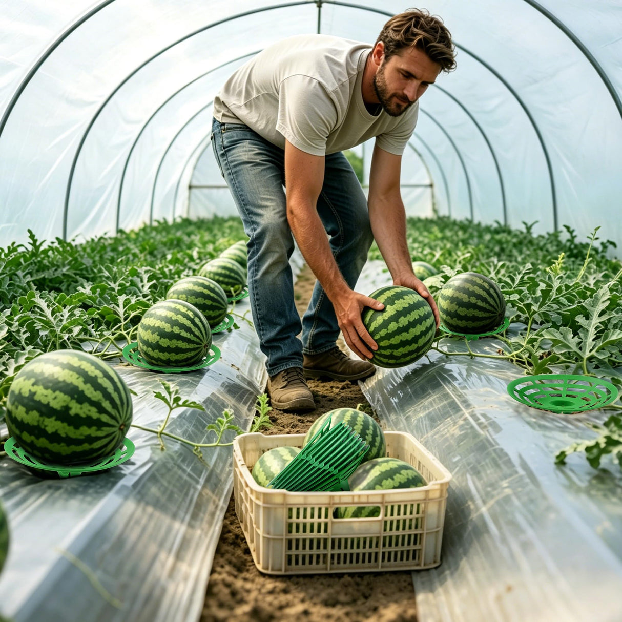 10 Packs Melon Cradles Trellis – Stable Fruit Support Stands to Keep Watermelons, Pumpkins & Cantaloupes Off Soil, Melon Holder Growing Frame Reusable Garden Plant Holders for Raised Beds & Backyard