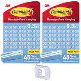 Command Indoor Mini Light Clips, Damage Free Hanging Christmas Light Clips, Mini Wall Clips for Hanging Indoor Christmas Decorations, Lights and Cables, 90 Clear Clips and 108 Strips