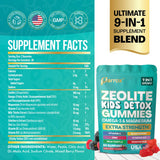 Parrox Zeolite Kids Gummies, 9-in-1 with Zeolite, Omega-3, Magnesium, Elderberry, Vitamin C, Milk Thistle, Vitamin D3, Zinc, B12 – Sugar-Free (60 Gummies – Mixed Berry Flavor)