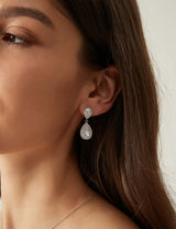 EAMTI Silver Dangle Earrings for Women Cubic Zirconia Teardrop Bridal Wedding Earrings 925 Sterling Silver Post Rhinestone Earring