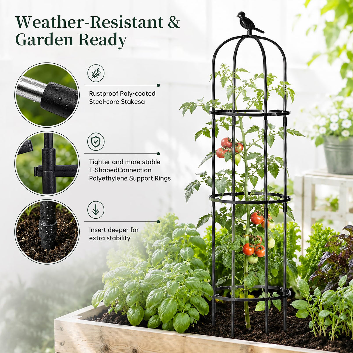 FOLLOOK Garden Obelisk Trellis for Climbing Plants Outdoor, 67", 1 Pack