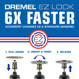 Dremel 160-Piece Rotary Tool Accessory Kit with EZ Lock Technology - 1/8" Shank - Cutting Bits, Polishing Wheel and Compound, Sanding Drums & Disc (710-08)