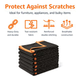 Amazon Basics Reinforced Tear-Resistant Moving Blankets, 72" x 80", Black, 6-Pack