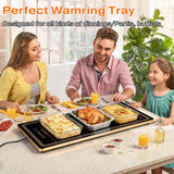 Electric Warming Tray for Food (Long 24x12 Inches), Warming Trays with 12 Temp-Settings,Built-in Thermostat and Full Surface Heating,Versatile Food Warmers for Parties Buffet,Gatherings,Daily Use
