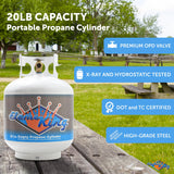 Flame King YSN-201 20-Pound Steel Propane Tank Cylinder with Type 1 OPD Valve, White