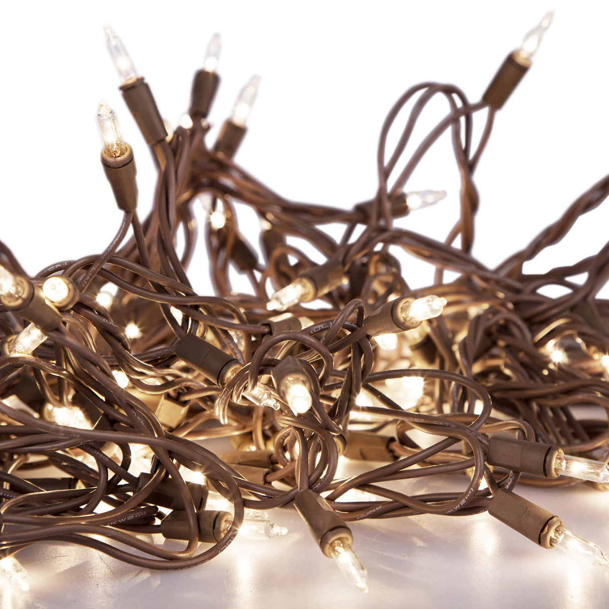 612 Vermont 100 Clear Mini Christmas String Lights on Brown Wire Cord, UL Approved for Indoor/Outdoor Use, 18 Foot of Lighted Length, 20 Foot of Total Length (Pack of 2)