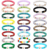 Huquary 24 Pcs Cross Beaded Bracelets, 8mm Christian Stone, Stylish