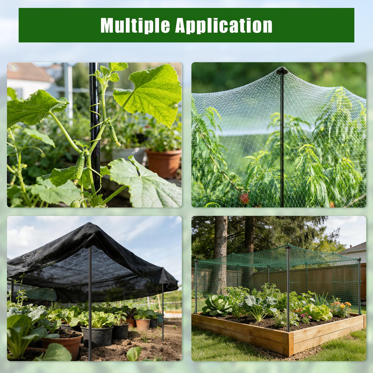 DOLEMODUO 72 Inch Garden Stake Netting Support, 10PCS Heavy Duty & Rust Proof Powder Coated Steel Plant Stakes for Garden Fencing, Plant & Crop Protection from Wildlife