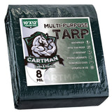 CARTMAN Finished Size 10x12 Feet Waterproof Green Tarp 8 Mil Thick, Multipurpose Protective Cover for Emergency Rain Shelter Camping Tarpaulin