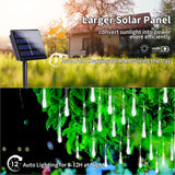 Solar Meteor Shower Lights,Solar Christmas Lights Outdoor Waterproof,16 Tubes 384 LEDs (Equivalent to 2 Sets of 8-Tube) Icicle String Light,LED Rain Drop Light for Tree Garden Decoration (Cool White)