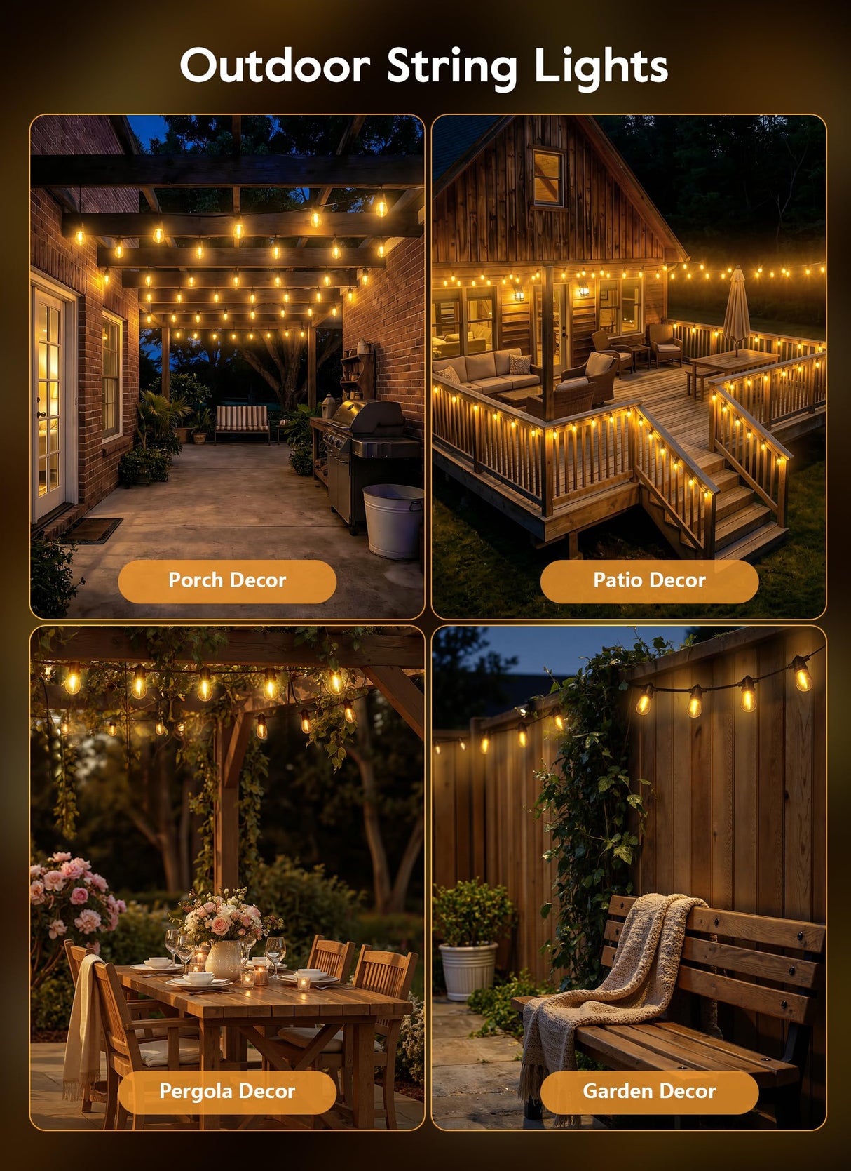 Minetom 100FT Solar String Lights Outdoor Waterproof with Remote, 31+1 LED Shatterproof Bulbs, Dimmable & Timable, 3 Light Modes - Commercial Grade Patio Lights for Garden Backyard