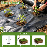 200Pcs Garden Stakes Staples Kit, 100Pcs 6 Inch U-Shaped Landscape Staples, 100Pcs Fixing Gasket for Weed Barrier Fabric, Ground Cover, Holding Fence and Artificial Turf