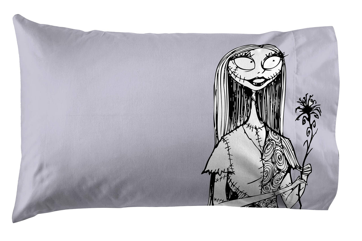 Jay Franco Kids Sheet Set with Fitted, Flat Sheets & Pillow Cover - Ultra-Soft Bedding with Pillowcase for Room Decor, White - Nightmare Before Christmas, 3 Piece Twin