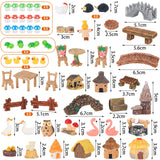 Ailefentene 84 Pcs Fairy Garden Accessories, Miniature Village Starter Kit with Moss Model Tree Tiny Resin Animal Figures, DIY Bonsai Micro Landscape Ornament for Terrarium Succulent Dollhouse Craft