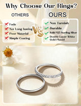 MILACOLATO 2Pcs S925 Sterling Silver Rings for Women Non Tarnish S7