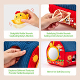 hahaland Baby Toys 6-12 Months - Surprise Barn Stuffed Farm Animals, Rattle, Crinkle, Mirror, Montessori Toys for 6 Month Old Babies Sensory Balls Toddlers 1-3 Gifts Christmas Baby Stocking Stuffers