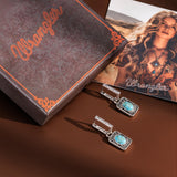 Wrangler Turquoise Jewelry for Women, Turquoise Earrings, Silver-Green