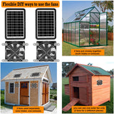 DELUMEE Powerful Solar Exhaust Fans, with Dual Install-Free 30W Solar Panels, Cloudy Days Working, Waterproof Solar Powered Cooling Fan for Ventilation in Greenhouse, Pet House, Chicken Coop, Garage