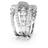 Swarovski Hyperbola Ring, Mixed Cuts, Clear, Rhodium Finished; Size: Us 7; Eu 55