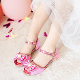 Osinnme Christmas Sandals for Girls High Heel Wedding Princess Size 10 Little Girl Toddler Kids Dress Shoes(02Pink 10)