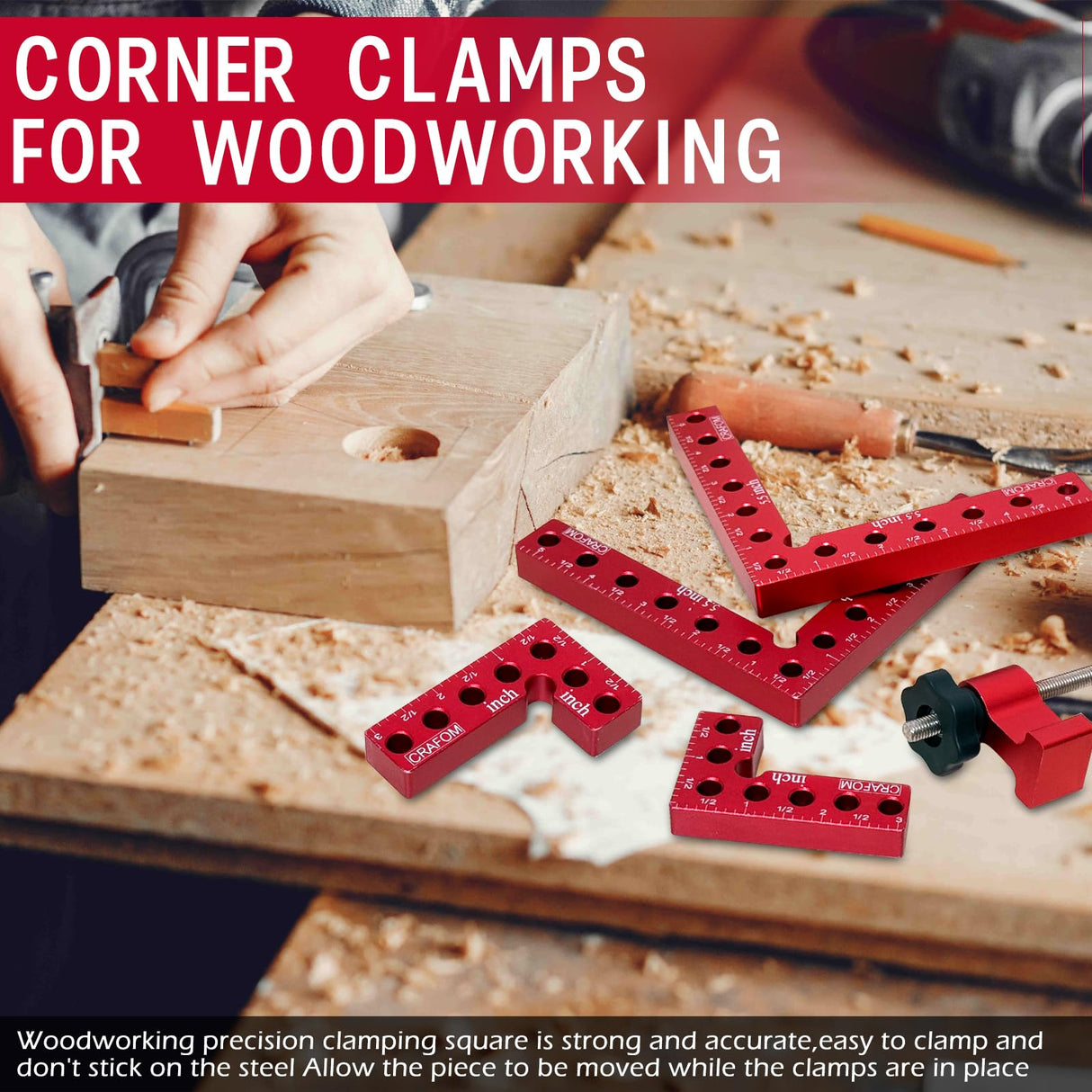 Crafom Corner Clamp for Woodworking, 90 Degree Corner Clamp With Box, Set of 8(3” 5.5”) Aluminum Alloy Right Angle Clamp, Wood Working Tools, Positioning Squares for Frame, Box, Cabinets, Drawers.