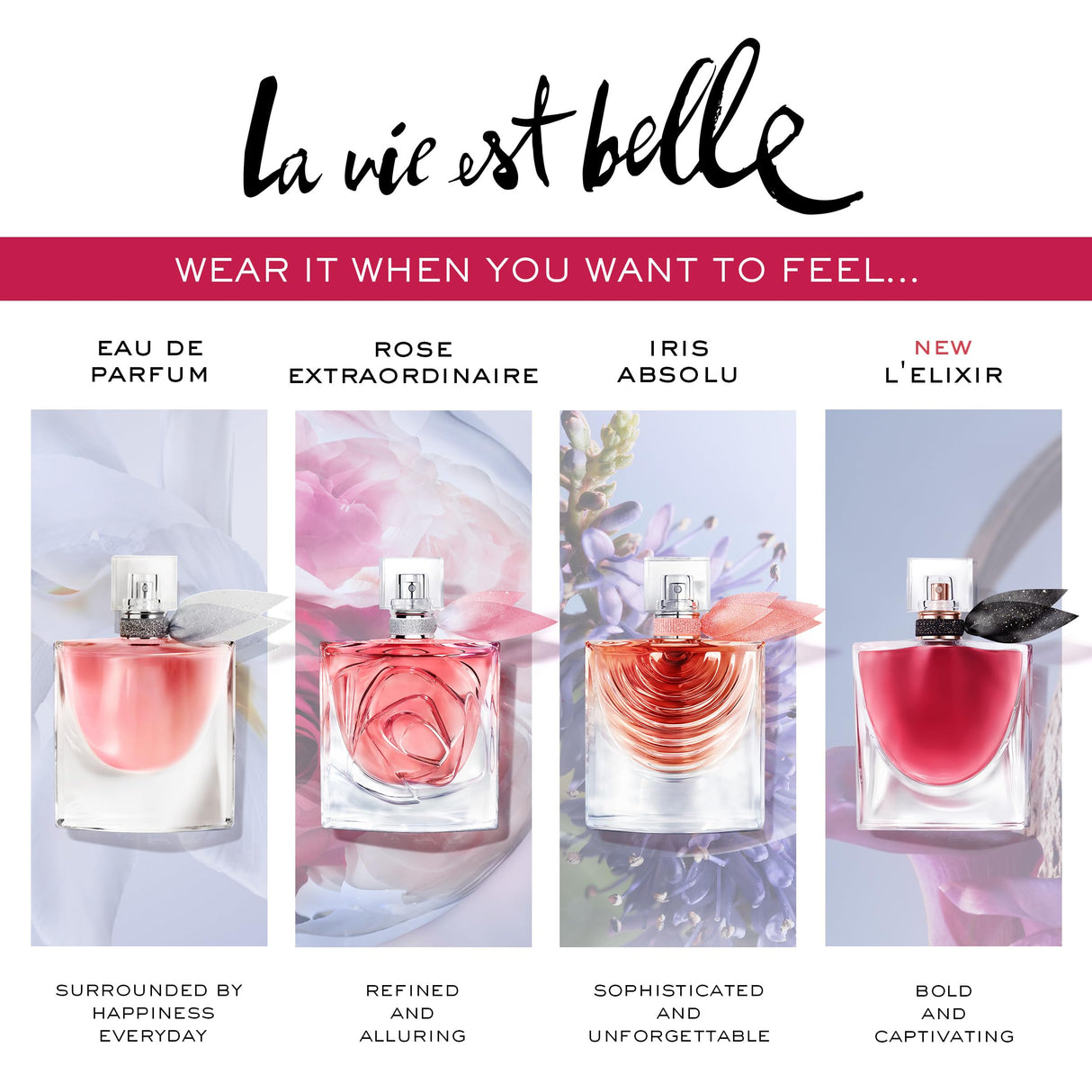 Lancôme La Vie Est Belle L'Elixir Eau de Parfum - Long Lasting Fragrance with Raspberry, Violet & Cocoa Butter - Floral Women's Perfume - 1 Fl Oz