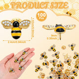 Unittype 25 Pcs Rhinestone Bee Brooches Gold Insect Themed Animal Fashion Brooches with Safety Buttons Cute Animal Lapel Pins for Clothing, Bags, Hats Gifts