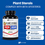 Healthfare Plant Sterols Capsules 2000mg | 240 Vegan Capsules | Beta Sitosterol & Phytosterol Complex | Plant-Based Supplement | Non-GMO & Gluten-Free | Made in The USA