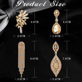 Sanfenly Gold Clip On Earrings Women Dangle, Large Long Dangling Non Pierced Earrings Elegant Formal Big Bling Rhinestone Crystal Simulated Diamond Clip Earrings for Women Non Pierced Ears