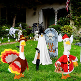JcHrmers 3 Sets Porch Goose Outfits Halloween Thanksgiving Christmas Goose Outfit Lawn Porch Goose Clothes Fits 23" Cement Plastic Goose Statue for Outdoor Garden Yard Patio Statue Art Decor