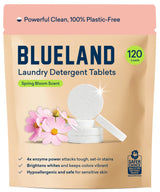 BLUELAND Laundry Detergent Tablets, 120 Count, Spring Bloom Scent, Plastic-Free Eco-Friendly Pods, Sheets, Liquid Alternative - Natural, Gentle, Non Toxic