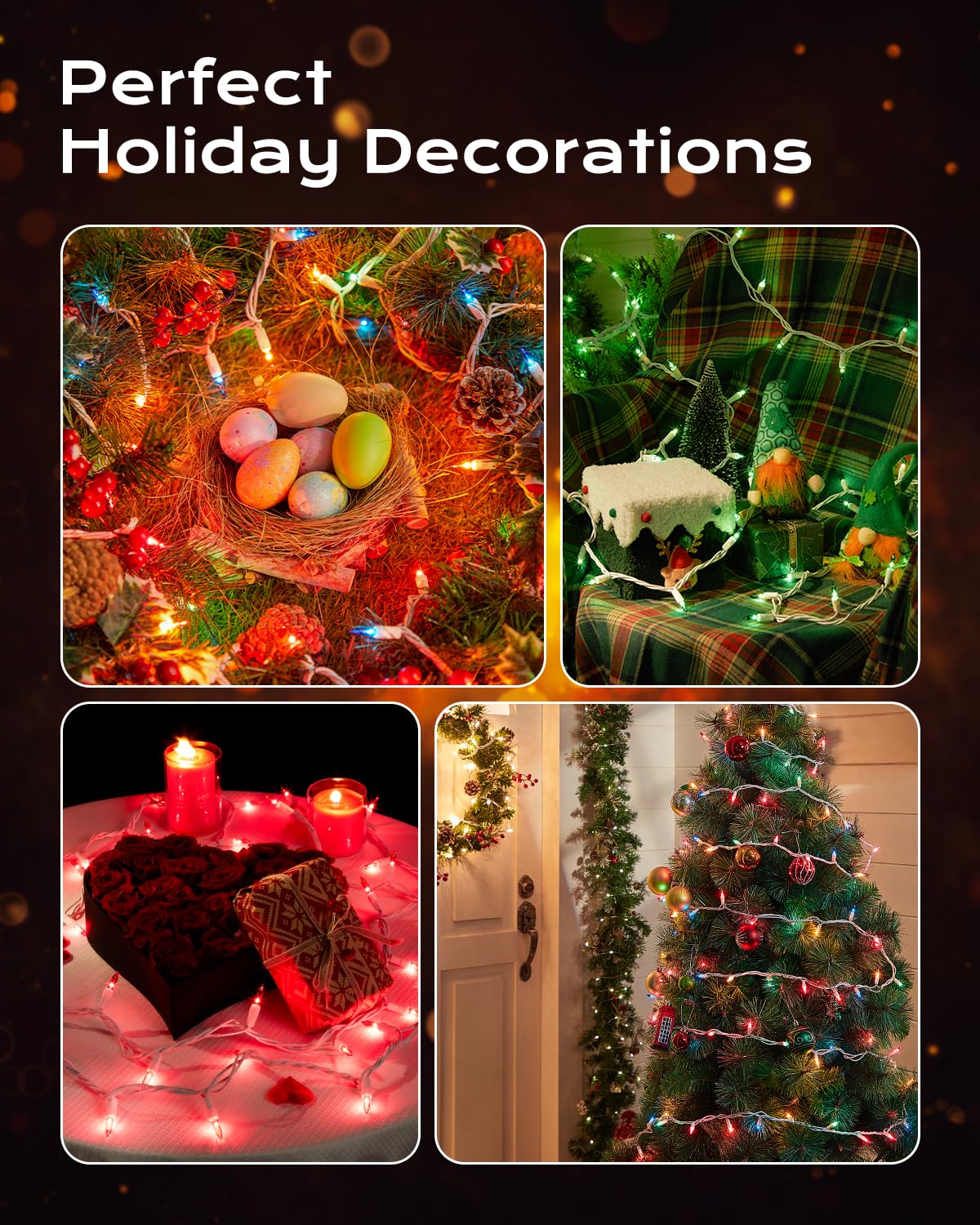 Brightown Clear Christmas String Lights, 200-Count 51.5ft Incandescent Bulb Mini Lights for Indoor Holiday Decor, Christmas Tree Garland Wedding Party Multi-Use Festival Decoration, White Wire