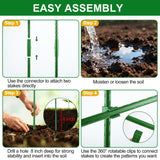 WAENLIR Garden Stakes16 Inch 48 Pack, Tomato cage DIY 4ft 5ft 6ft 7ft 8ft Plant Support Stakes with Connectors and Clips, Plastic Coated Metal Sticks for Tomato Indoor Outdoor