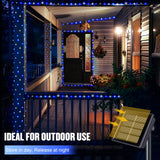 JMEXSUSS 2 Pack Blue and White Solar Christmas Lights, Each 33FT 100 LED Solar String Lights Outdoor Waterproof, 8 Modes Mini Fairy Lights for Outside Yard Patio Christmas Decorations