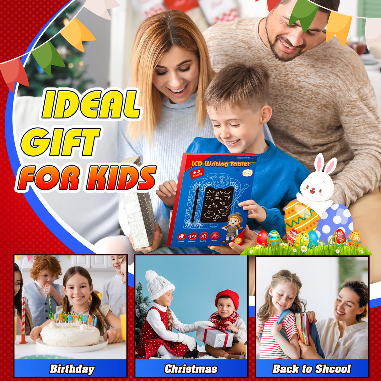 LCD Writing Tablet for Kids: Spidolapse 2 PCS Doodle Board & Drawing Pad Christmas Birthday Gift for 3 4 5 6 7 8 Year Old Boys Girls Toddler Travel Toys Stocking Stuffers for Grandkids Age 4-6