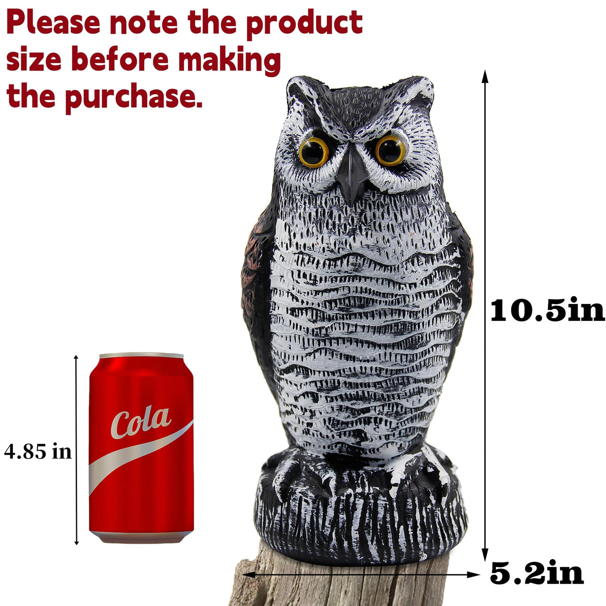 Hausse 2 Pack Fake Horned Owl Bird Scarecrow Decoy 10.5 Inch Height, Plastic Deterrents, Halloween Decoration, Nature Enemy Pest Repellent for Outdoor Garden Yard