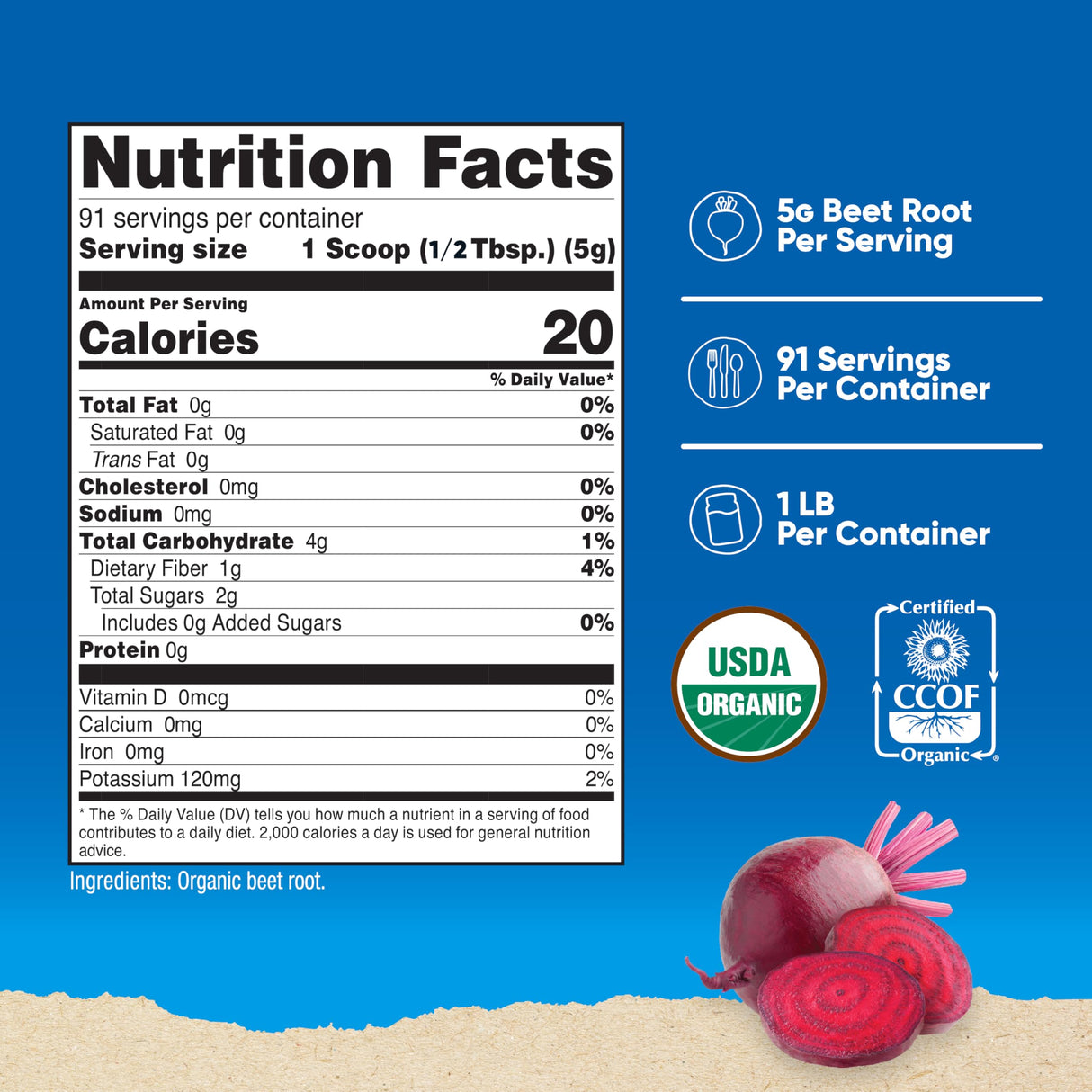 Nutricost Organic Beet Root Powder 1 LB - Vegan, Superfood, Certified USDA Organic