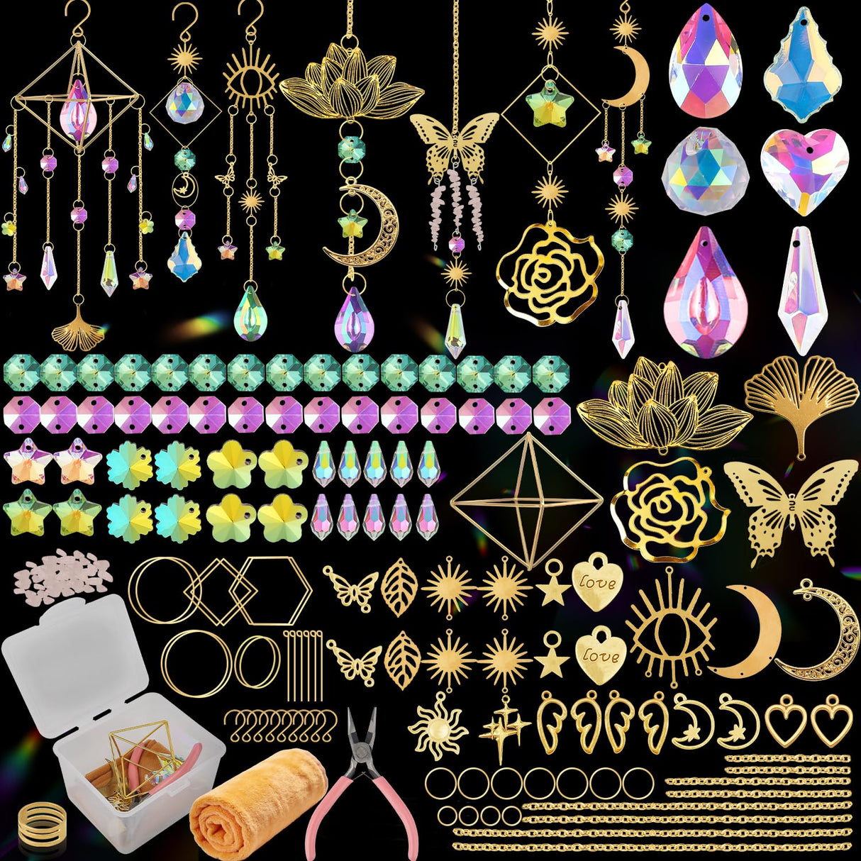 Ecoofor 407 pcs DIY Sun Catchers for Adults, DIY Suncatchers Making Kits,Hanging Decorative Suncatcher, Crystals Rainbow Maker for Indoor Home Decor