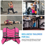 ZELUS Weighted Vest, 6lb/8lb/12lb/16lb/20lb/25lb/30lb Weight Vest with Reflective Stripe for Workout, Strength Training, Running, Fitness, Muscle Building, Weight Loss, Weightlifting, Pink(8 lb)