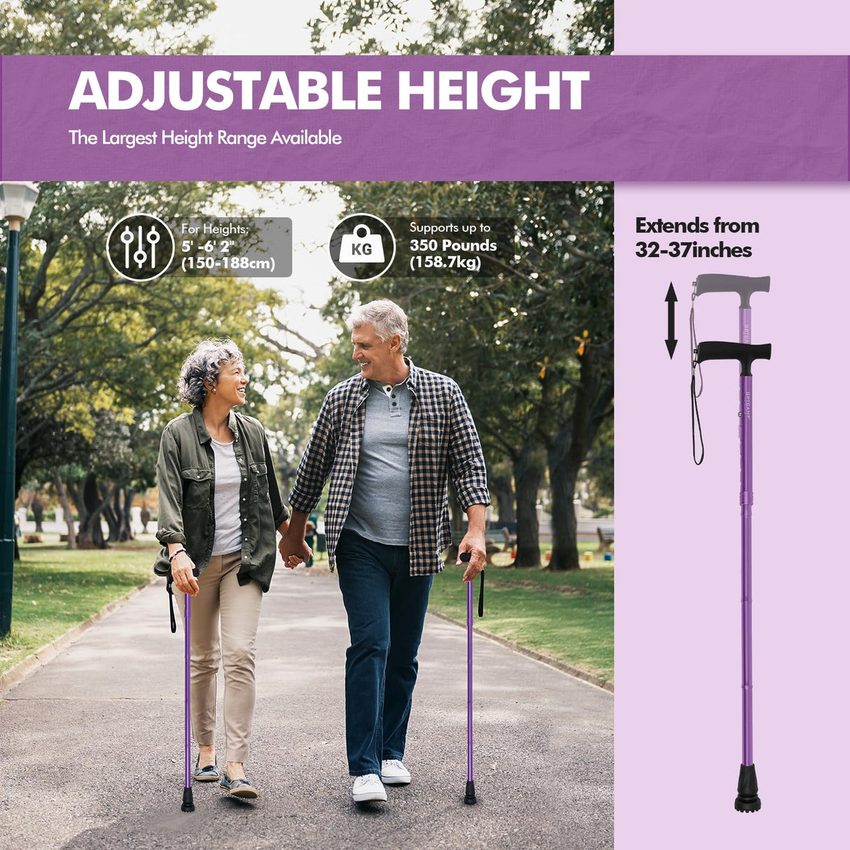 GPTCAMP G2 Walking Stick, Fold-up Walking Cane for Women and Men with Wrist Strap, Portable, Foldable, Collapsible, Lightweight and Sturdy with Comfortable T Handle