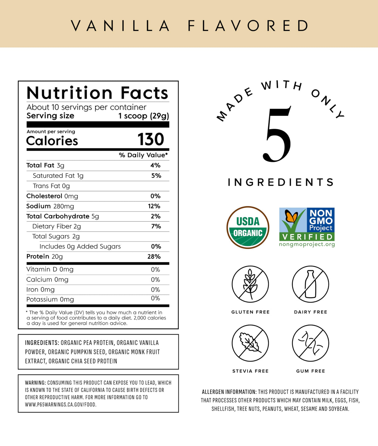 Truvani Vegan Pea Protein Powder | Vanilla | 20g Organic Plant Based Protein | 10 Servings | Keto | Gluten & Dairy Free | Low Carb | No Added Sugar