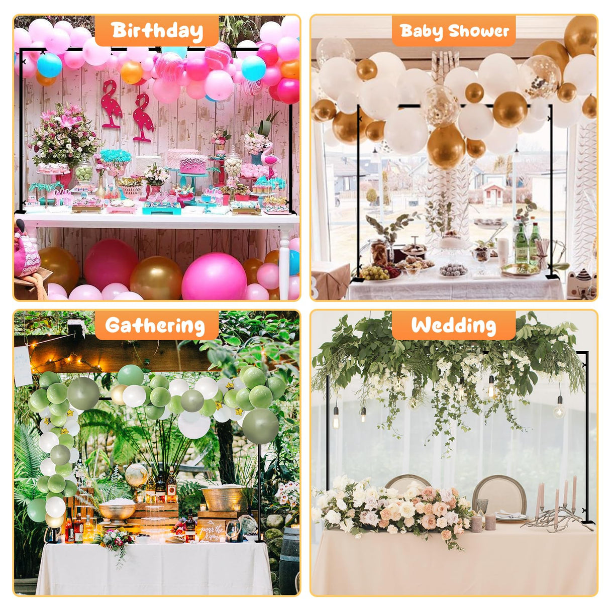 Over The Table Rod Stand with Clamps Black 46"-100'' Length 29"-55" Height Adjustable Metal Table Balloon Arch Stand with Storage Bag, for Halloween Christmas Party Wedding Anniversary Decoration