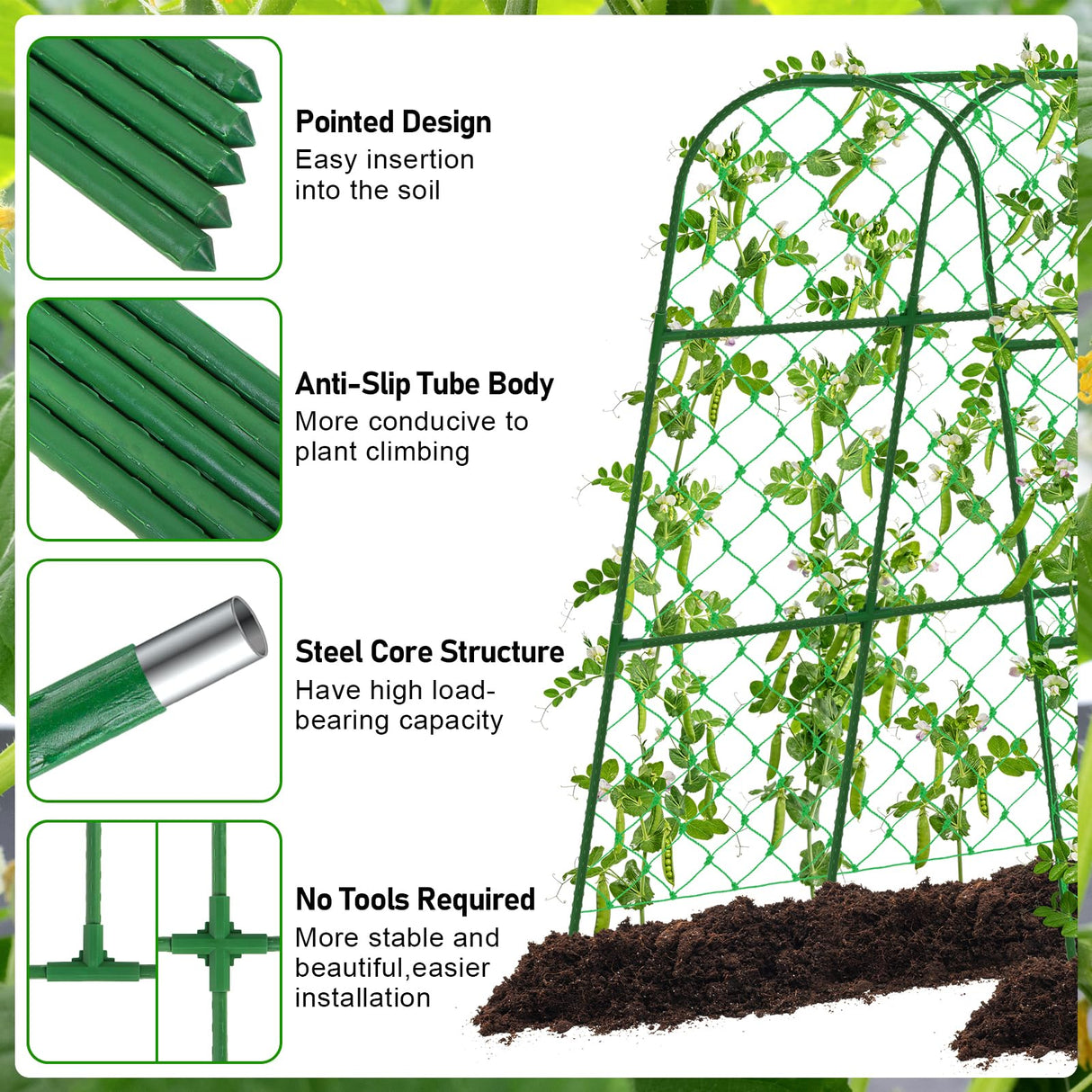 WLLEYAY Large U-Shape Cucumber Trellis for Raised Bed,49.2x49.2x23.6in