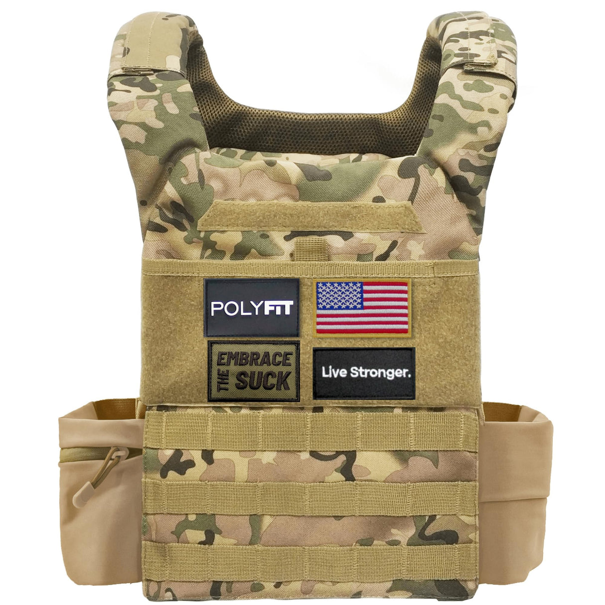 Polyfit (Fortify) Weighted Vest for Strength and Endurance Training, Fitness Workouts, Running, WODs - CAMO