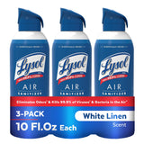 Lysol Air Sanitizer Spray with Odor Eliminator for Home & Office, Sanitizing Spray, Air Freshener Alternative, White Linen Scent, 10 oz (Pack of 3)